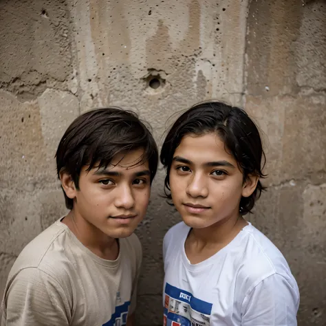 Portaretrato viejo con foto de dos jovenes hermanos. 