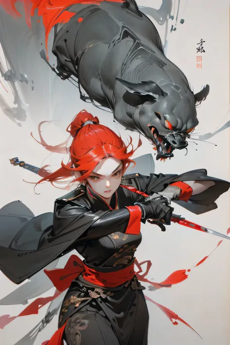 ((best quality)), ((masterpiece)), (detailed), perfect face，Chinese female general，Hold the dagger in both hands，Blood，heroism，battlefield，fight the enemy，personal，whole body，