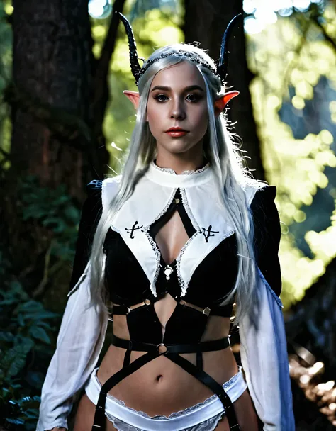 dark elf, 1girl, cinematic lighting, pretty girl，forest，elf queen，fantasy，pretty face