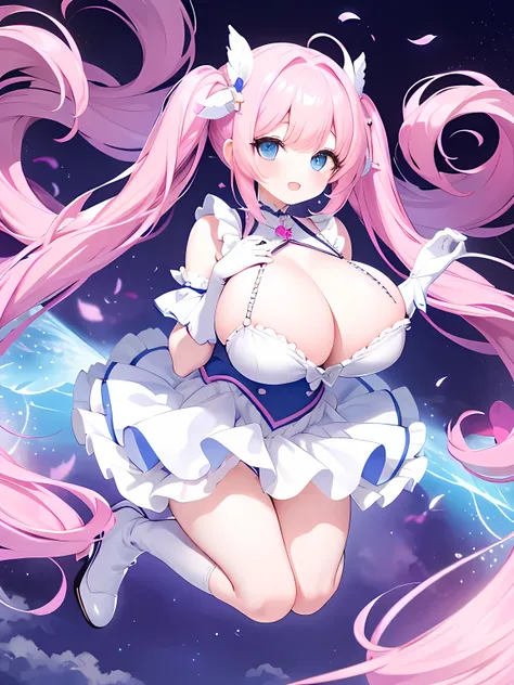 masterpiece,highest quality,(Super detailed),written boundary depth,perfect sentence, Detailed CG,Super detailed,(highly detailed eyes,very cute face,highly detailed face:1.3),beautiful anime girl,(solo girl:1.9),(super huge breasts:1.9),(pink hair,low twi...