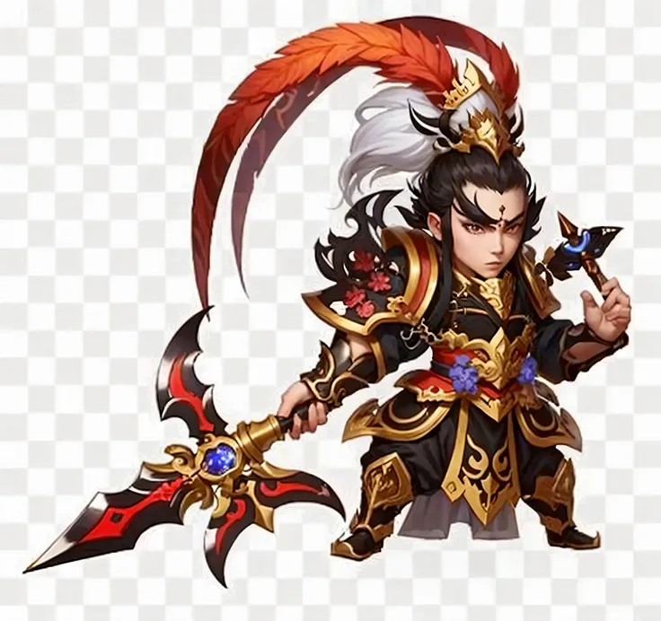 um close up de um personagem de desenho animado segurando uma espada, zhongli do impacto genshin, keqing do impacto genshin, bian lian, personagem de impacto genshin, Maple story character art, inspirado em Huang Shen, legendary god holding spear, Xianxia ...