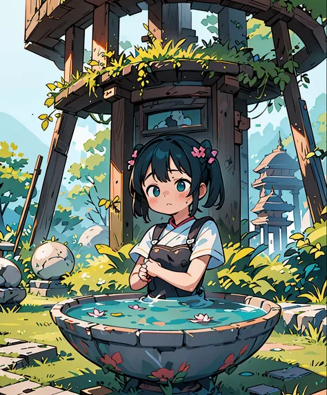 (masterpiece、highest quality、highest quality、official art、beautifully美しい:1.2)、(1 girl:1.3)Hatsune Miku、twin tails,big breasts,Explore Thailands traditional ruins、beautifully、adorable、澄んだ瞳の女の子のmasterpiece画像を作成します。She wears traditional Thai costume and、、The ...