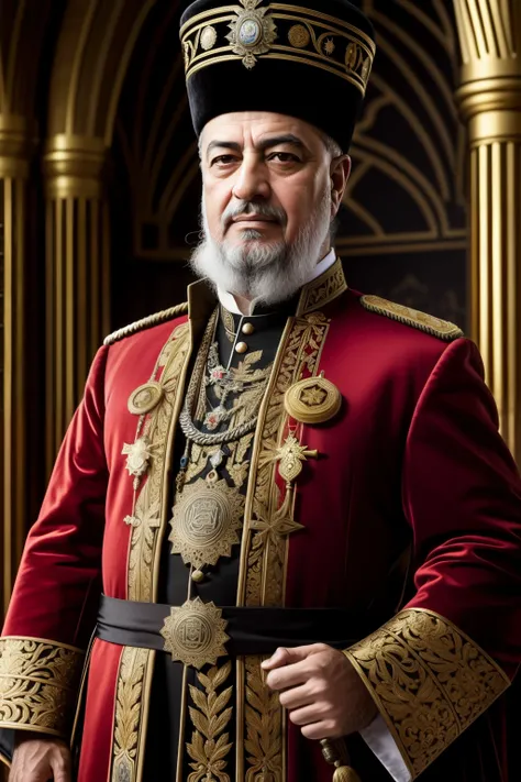 In the real image, Ottoman Sultan Ibrahim I is depicted with an immersive expression, deeply engrossed in his extensive collection of peoples heads. With a proud grin spreading across his face, he meticulously arranges them on ornate shelves. The high defi...