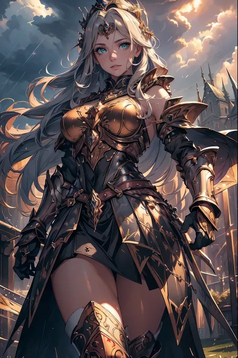 (best quality,highres,masterpiece:1.2),ultra-detailed,(realistic:1.37),woman,female goddess,goddess of thunder,thunder power,energy around her body,thunder around her body,beautiful detailed eyes,beautiful detailed lips,long eyelashes,flowing golden hair,g...