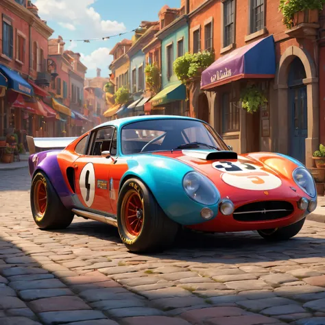 (best quality,high resolution,masterpiece:1.2),Super detailed,(actual,photoactual,photo-actual:1.37),bright colors,studio lighting,Pixar style,racing