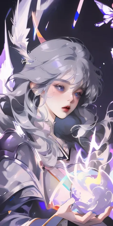 （Daisaku），（need），（super detailed），1girll（black hair）（white wings）（purple dress）animemanga girl，Super detailed eyes，（（（make up）），（best lighting，Extremely refined and beautiful）Guviz，Beautiful fantasy anime，Guviz style artwork，Detailed digital animation art，...