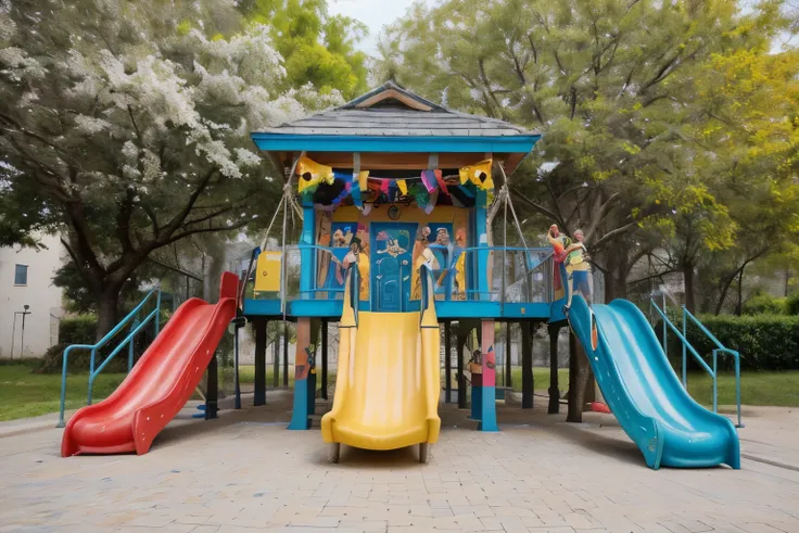 Imagine um muro de 15 metros de comprimento, pronto para ser transformado em uma obra de arte grafite. The theme of this work is autism, seeking to convey a message of inclusion, diversidade e alegria. A cena se passa em um parque colorido e vibrante, wher...