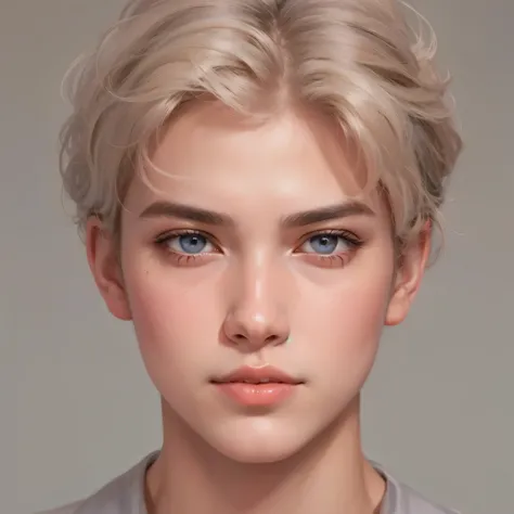 um close de uma pessoa com cabelo loiro curto, retrato realista kawaii, inspirado em Yanjun Cheng, retrato realista, rosto realista detalhado, rosto detalhado realista portrait, rosto detalhado realista, ultra retrato realista, retrato de alta qualidade, l...