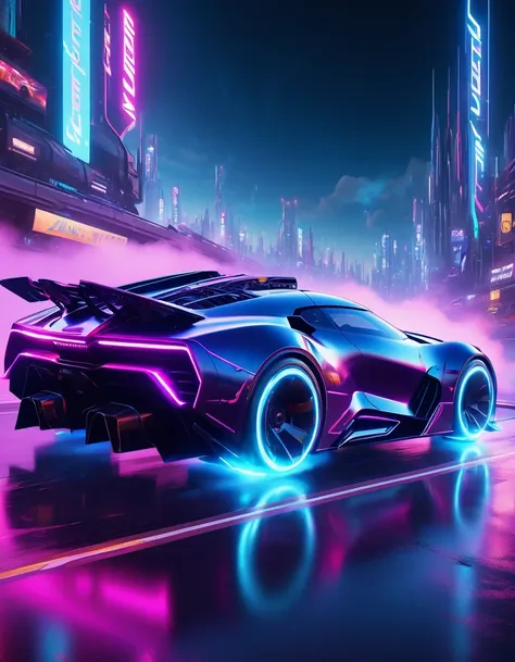 （best quality，4k，high resolution，masterpiece：1.2），super detailed，（lifelike：1.37），future cyberpunk style car，highway，racing，inter...