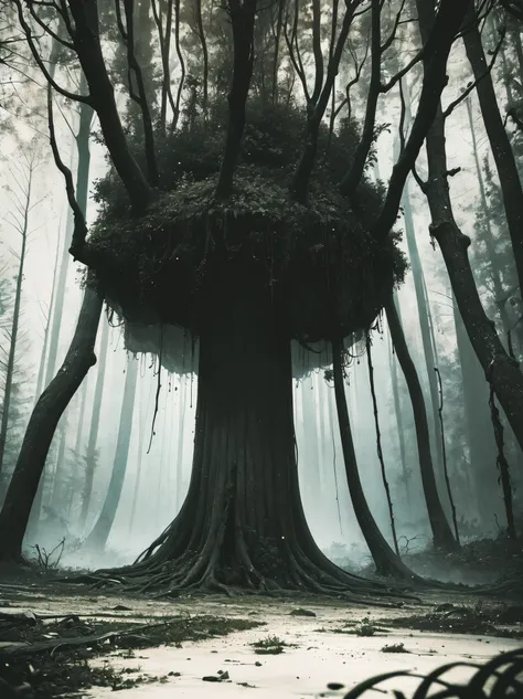 (best quality,4k,8k,highres,masterpiece:1.2),ultra-detailed,(realistic,photorealistic,photo-realistic:1.37),spooky forest,giant spider,twisted trees,dark atmosphere,eerie lighting,menacing presence,thick and sticky fluid,ominous vibes,dread-filled scenery,...