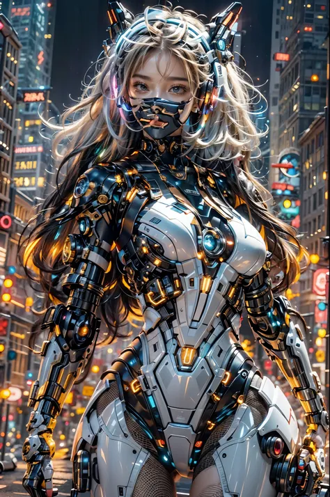 best quality，masterpiece，16k，1 girl,cyberpunk,luminous headphones,mechanical jewelry fragments,technical background,frontal clos...