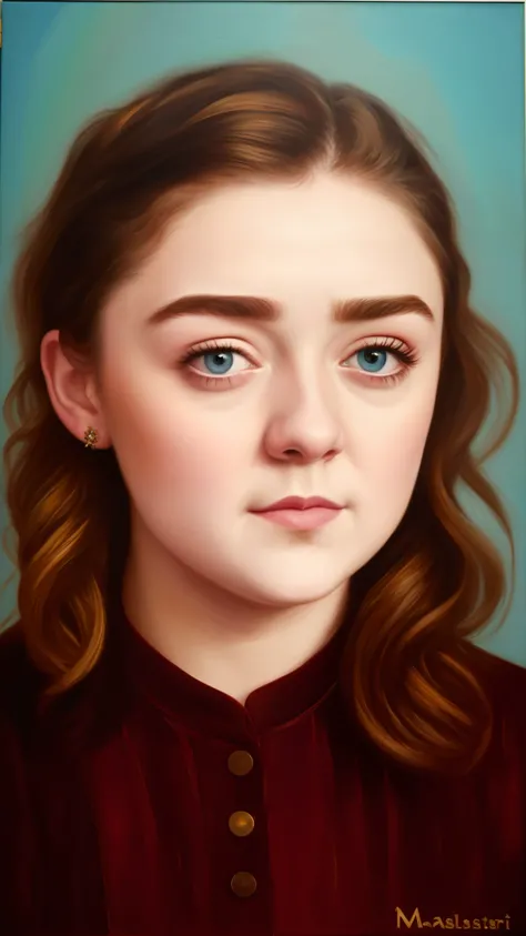 portrait of Maisie Williams,beautiful, oil on canvas, romanticism