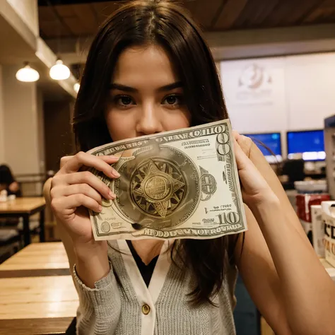 hd quality girl holding money 