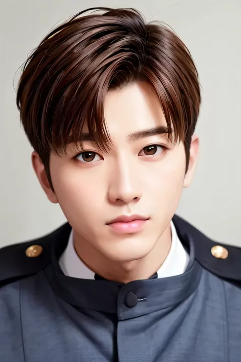 1 person、high quality、masterpiece、4k、blurry feeling、realistic skin、、(face shot:1.45)、、、police uniform、soft fabric