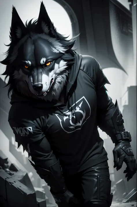 background color black gamer wolf