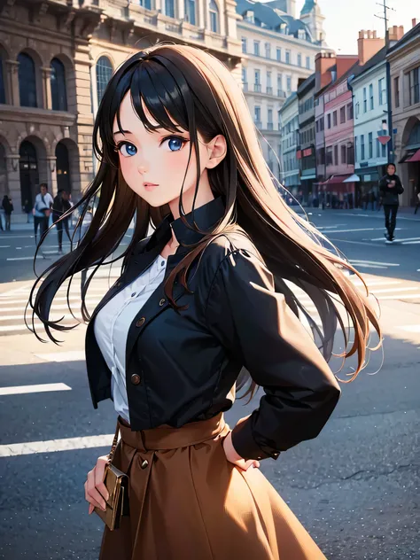 (((1 girl))), masterpiece, highest quality, Super realistic 8kCG, perfect artwork, perfect woman image, dramatic shadow, perfect hands, ((cute face)), beautiful face, beautiful girl,During sightseeing,Photo from the side,photo from head to waist