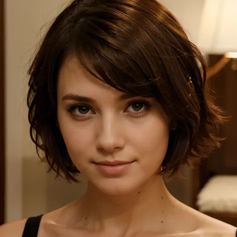 Make a picture of a lady with short brown hair