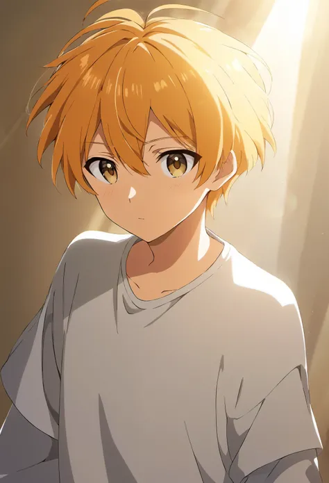 Anime boy with light orange hair and brown eyes