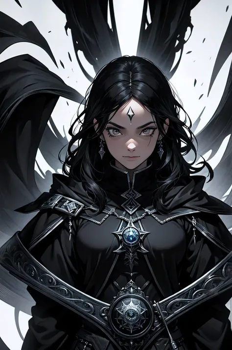 4k , ultra high definition , detailed face , detailed background , a black sorceror with black eyes and black hair