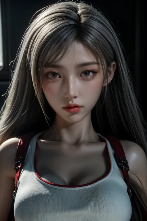 Masterpiece,Game art,The best picture quality,Highest resolution,8K,(A bust photograph),(Portrait),(Head close-up),(Rule of thirds),Unreal Engine 5 rendering works,
20 year old girl,Short hair details,With long bangs,(white hair),red eyes,Elegant and elega...