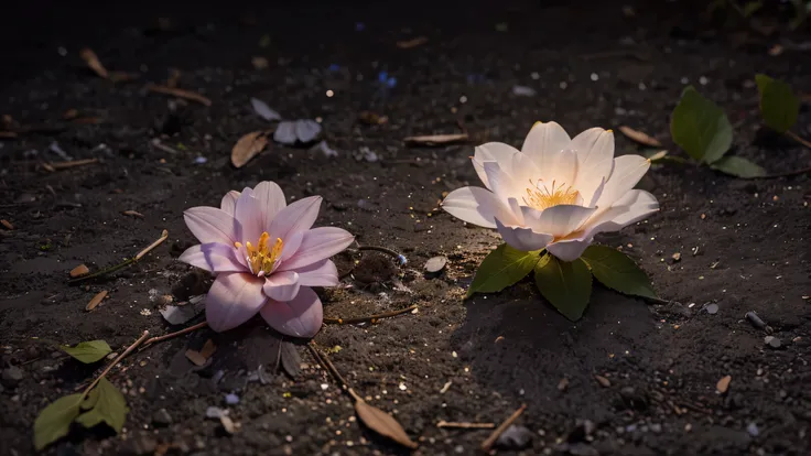 Create a super high resolution image of a beautiful magical flower that only blooms in the moonlight. It has that glow like the full moon and contains healing power