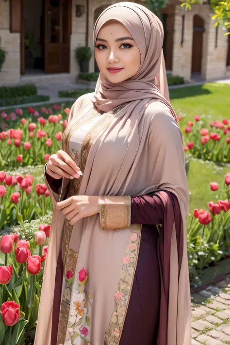 (best quality,4k,highres,masterpiece:1.2),ultra-detailed,(realistic:1.37),a hot busty indonesian woman with hijab,long luscious ...