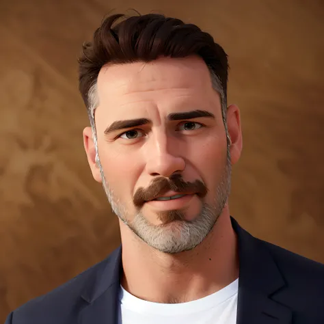 obra de arte, Melhor qualidade, Homem com barba e camisa branca e jaqueta, estilo disney