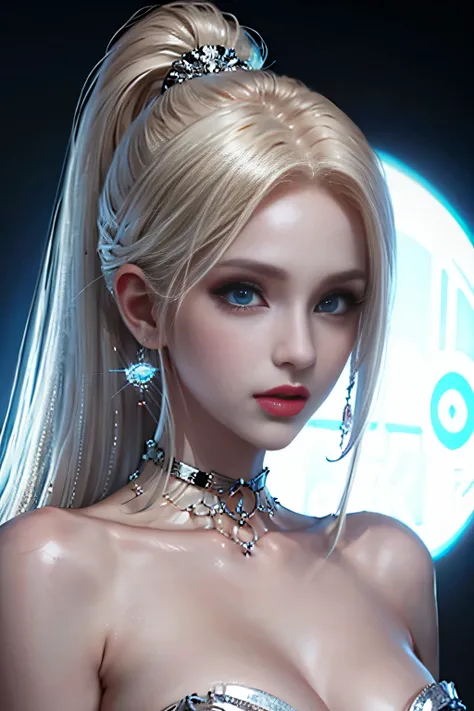 portrait、School、bright look、ponytail、young shiny glossy white shiny skin、the best beauty、blonde reflection、Silvery white hair with dazzling highlights、shiny bright hair,、super long straight hair、Shining beautiful bangs、Sparkling crystal clear charming big ...