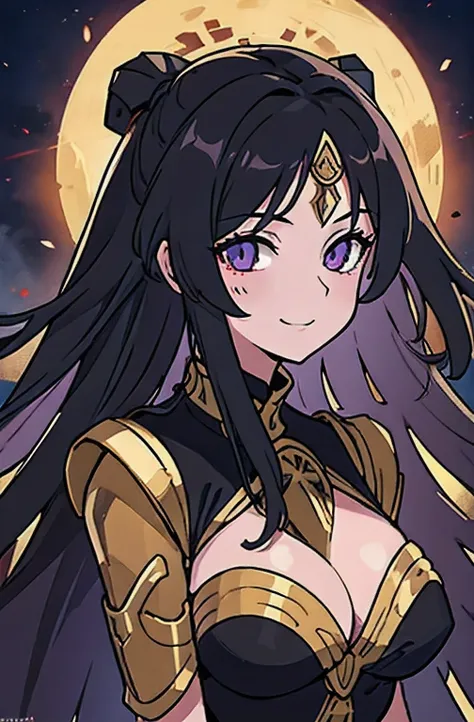 4k , ultra high definition , extremely detailed, extremely detailed background , draw a tall adult godess with dark soul powers ,she haslong hair , smiling, there is a deep sadness in her eyes, medium breasts , extremely detailed face,[ereshkigal : 1 ]