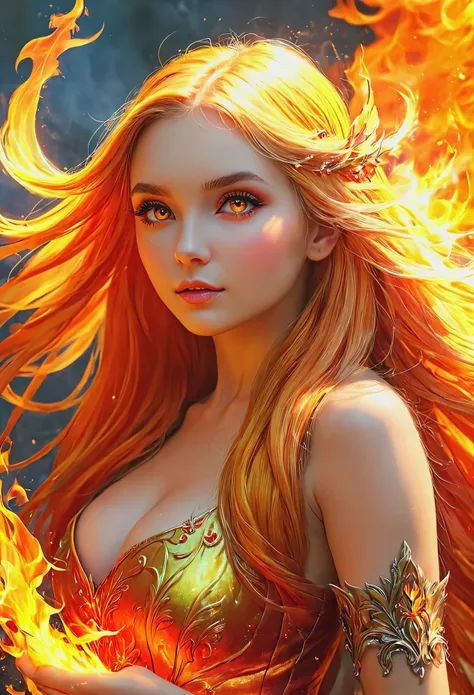 blonde with long hair fire fairy