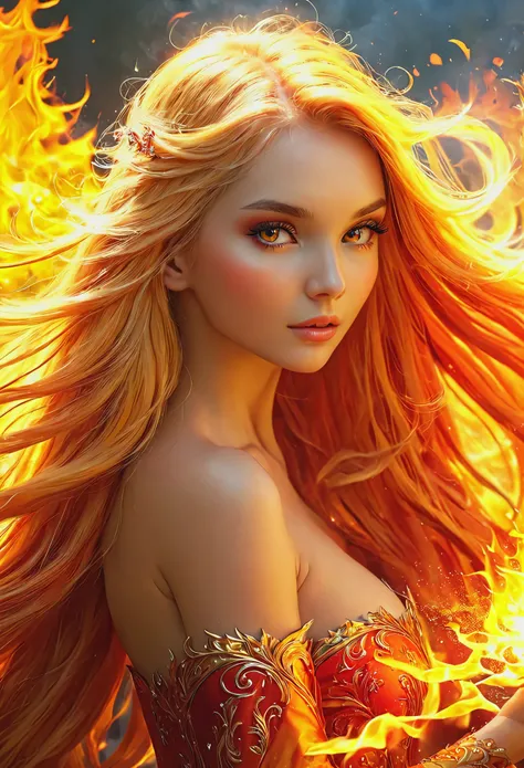 blonde with long hair fire fairy