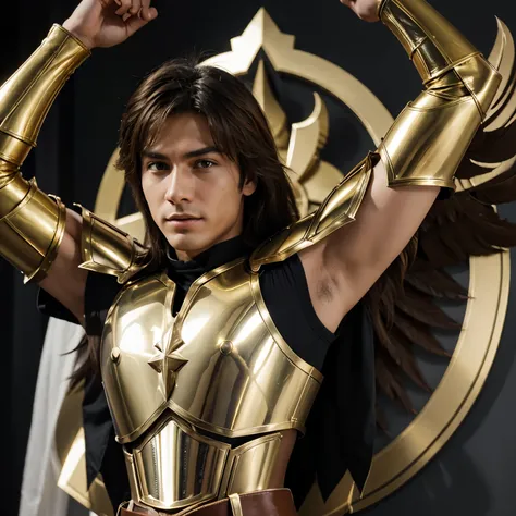 Saint Seiya, pegaso, Seiya,realismo,armadura,bronce,hiperreal,brillante,joven,hombre,