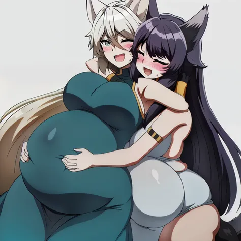 Zeta, Pregnant Delta, hugging each other, Delta; happy