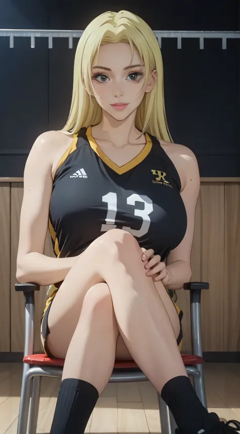 ((masterpiece, Best Quality, high resolution, Perfect Pixel, 8K))), 1 girl、slim thighs、full body seen、 ((Bangs、gorgeous blonde hairs、Long beautiful blonde hairs))、((Gorgeous black eyes、Beautiful eyelashes、Realistic eyes))、 ((Detailed face, Blushing:1.2))、(...