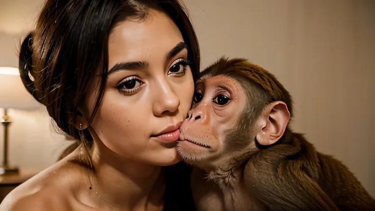 monkey kisses a nice girl