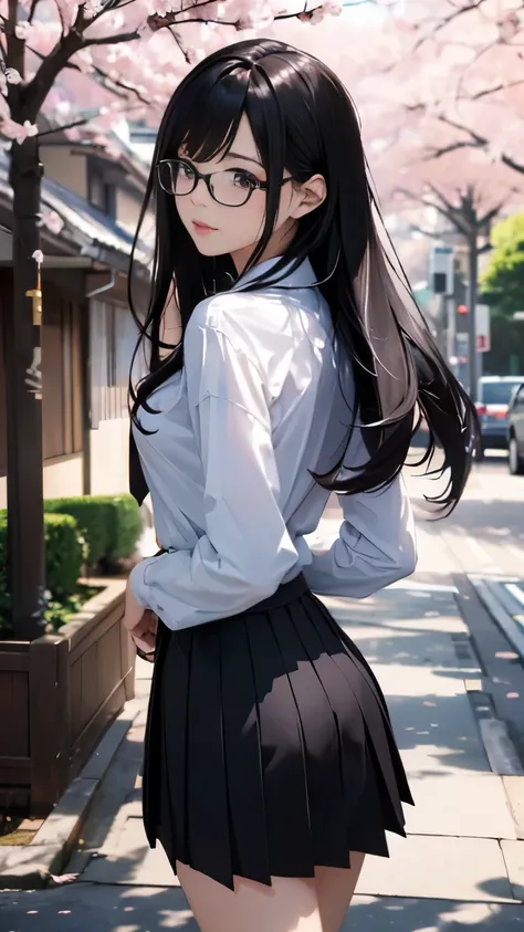 ((best quality)), ((masterpiece)), (detailed), (High contrast natural side daylight, Dynamic lighting, movie lighting), anime style, (((whole body))), Cute Japanese girl, ((Carrying the camera behind your back, Look back)), perfect body structure:1.0, attr...