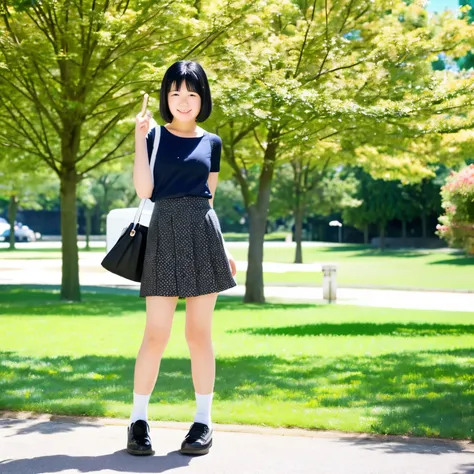 black hair,girl,,Japanese,skirt,cute,private server,Height: 150cm,14 years old,normal shoes,playing in the park,peace,