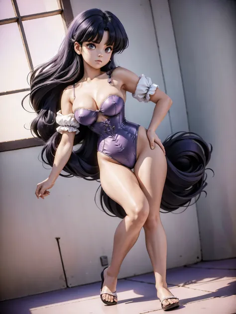 Garota anime de cabelo escuro com saia vestido longo purple meio transparente e espartilho, 16 anos, corpo bonito, seios grandes, com hand in panties , hand in hair, Garota sensual, blue cabelo, mechas de cabelo laterais, mechas de cabelo na lateral do ros...