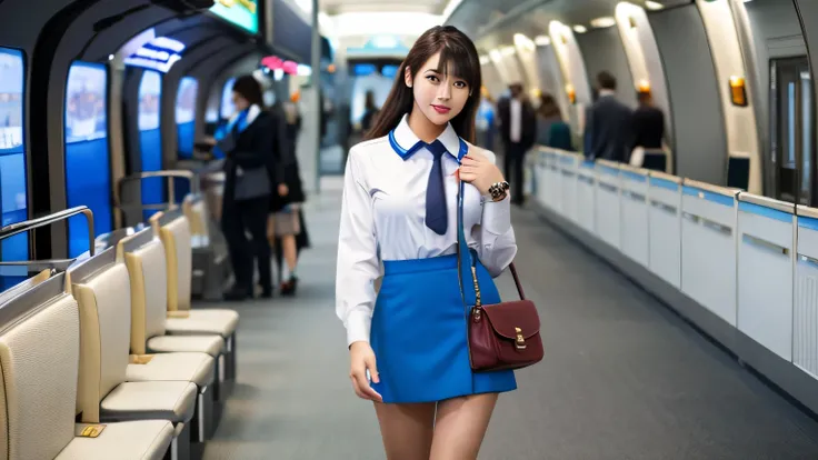 stewardess、whole body、mini skirt、high heels