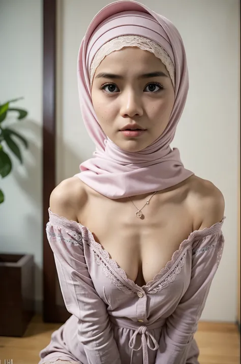 ((Flat Chest)), Naked, Angry pose, Angry face, (((HIJAB MALAY GIRL))), masutepiece, High quality, UHD 45K, Realistic face, Realistic skin feeling , A Japanese Lady, 8 years old, , Very cute and baby-like face, (((FLAT CHEST))), (MATRIX WORLD), ((look In fr...