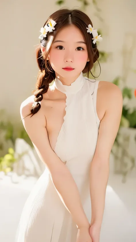 realistic, high resolution, soft light,1 female, １６year、small breasts、japanese、alone, waist rises higher, glowing skin, (detaile...