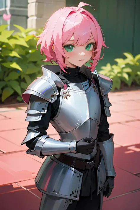 Cute boy: Pink hair, green eyes, knight armor, femboy, My daughter