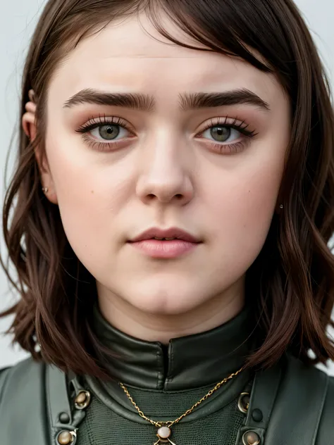 close up portrait of Maisie Williams, plump face, extremely gorgeous, by Flora Borsi, style by Flora Borsi, bold, bright colours, ((Flora Borsi)), by Jimmy Nelson, 