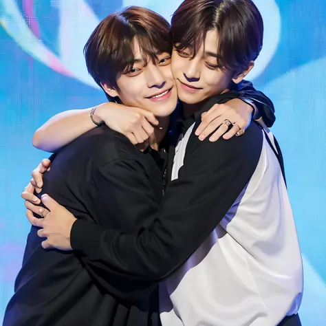 Taehyung and jungkook hugging each other 