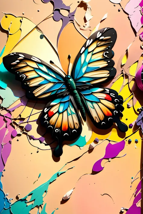 butterfly ,quilling de papel multidimensional, arte, chibi, Yang08k, lindo, colorida, obras-primas, maximum quality, Melhor qualidade, arte oficiale, lindo and aesthetic
