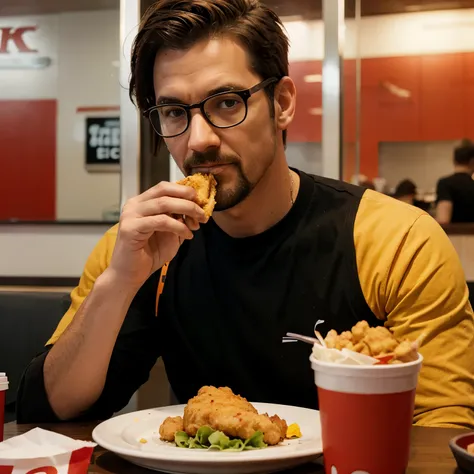 Gordon Freeman eating fried chicken at KFC