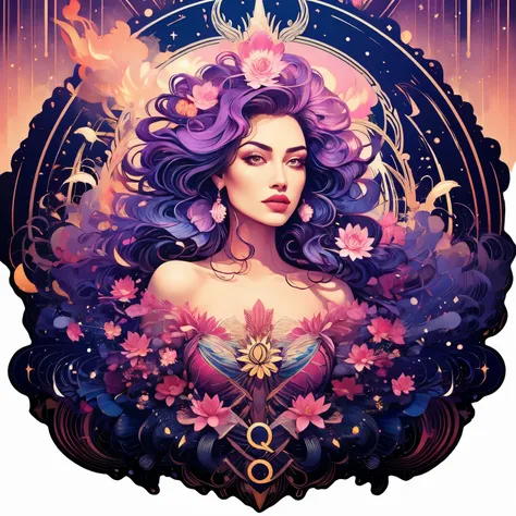 pink lotus queen, imagem limpa, exquisite digital illustration, extremamente detalhado lindo, epic soft illustration, a rainha d...