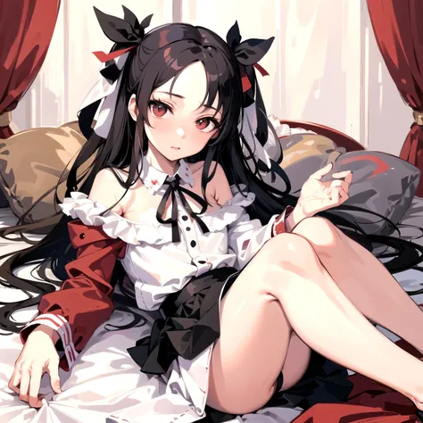 (masterpiece, high quality, best quality:1.3),
tohsaka_rin, long hair, two side up, ribbon, hair ribbon, parted bangs
lyingpose, lying, feet up, above, full body, soles
extremely detailed, extremely intricate, fine texture, Extremely high-resolution detail...