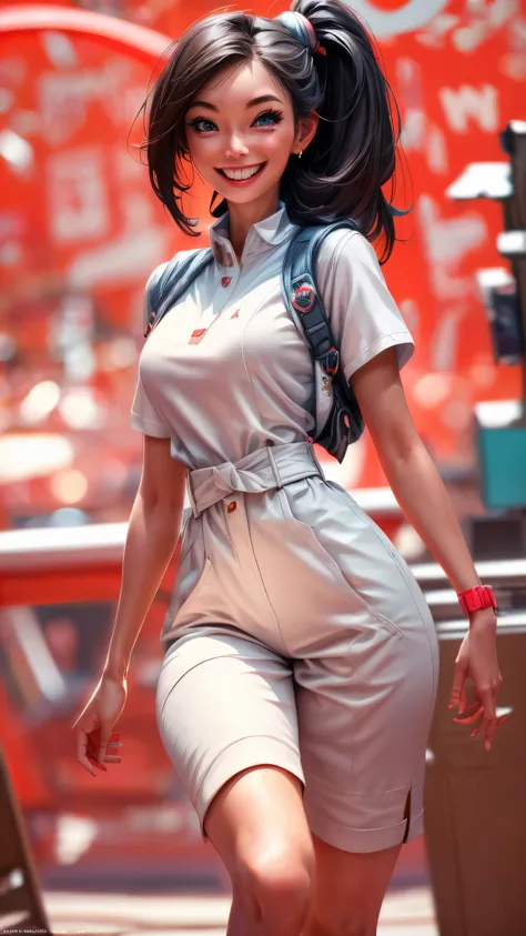 (best quality,4k,8k,highres,masterpiece:1.2),ultra-detailed, College Girl walking around college campus, strutting her stuff, Smiling and laughing, Flirting with the viewer, HDR, 8k, absurdres, cinestill 800, sharp focus, add_detail:3 (solo woman)