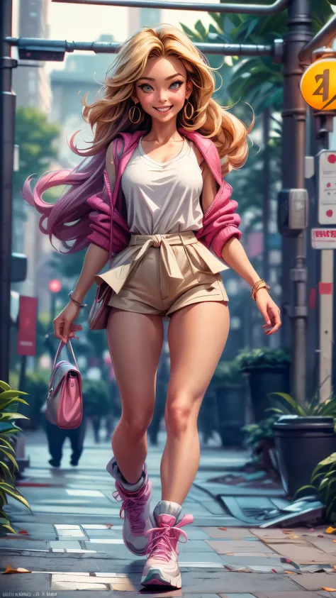 (best quality,4k,8k,highres,masterpiece:1.2),ultra-detailed, college girl walking around college campus, strutting her stuff, sm...